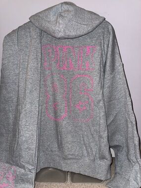 Victoria Secret Pink FLEECE RELAXED FULL-ZIP HOODIE Classic Pants XL Set
